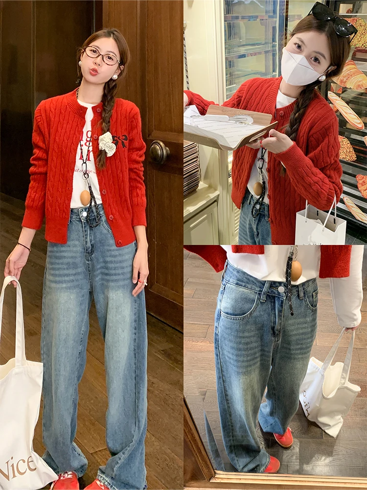 Красный вязаный открытый кардиган, свободная женская верхняя одежда, осенний комплект с брюками, повседневный длинный све, круглый Ne
Красный вязаный открытый кардиган, свободная женская верхняя одежда, осенний комплект с брюками, повседневный длинный све, круглый Ne