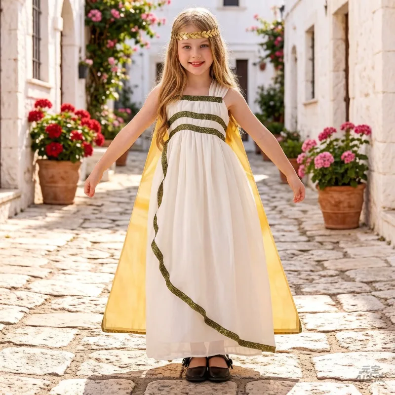 Kids Greek Goddess Toga Dress with Cape for Girls Ancient Themed Party Costume
Kids Greek Goddess Toga Dress with Cape for Girls Ancient Themed Party Costume