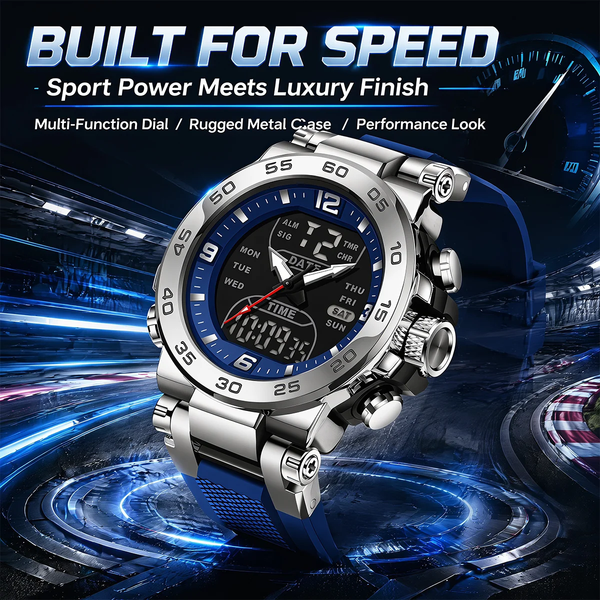 FOXBOX Dual Display Watch Fashion Soft Silicone Waterproof Quartz Wristwatches Military Chronograph Date Sports Men Watches+Box
FOXBOX Dual Display Watch Fashion Soft Silicone Waterproof Quartz Wristwatches Military Chronograph Date Sports Men Watches+Box