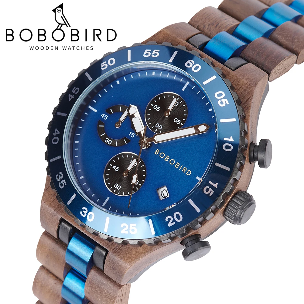 Custom Logo Wood Watch Luxury Men Watch BOBO BIRD Chronograph Quartz Sports Wristwatch Walnut Wooden Groomsman Gift Dropshipping 
Custom Logo Wood Watch Luxury Men Watch BOBO BIRD Chronograph Quartz Sports Wristwatch Walnut Wooden Groomsman Gift Dropshipping