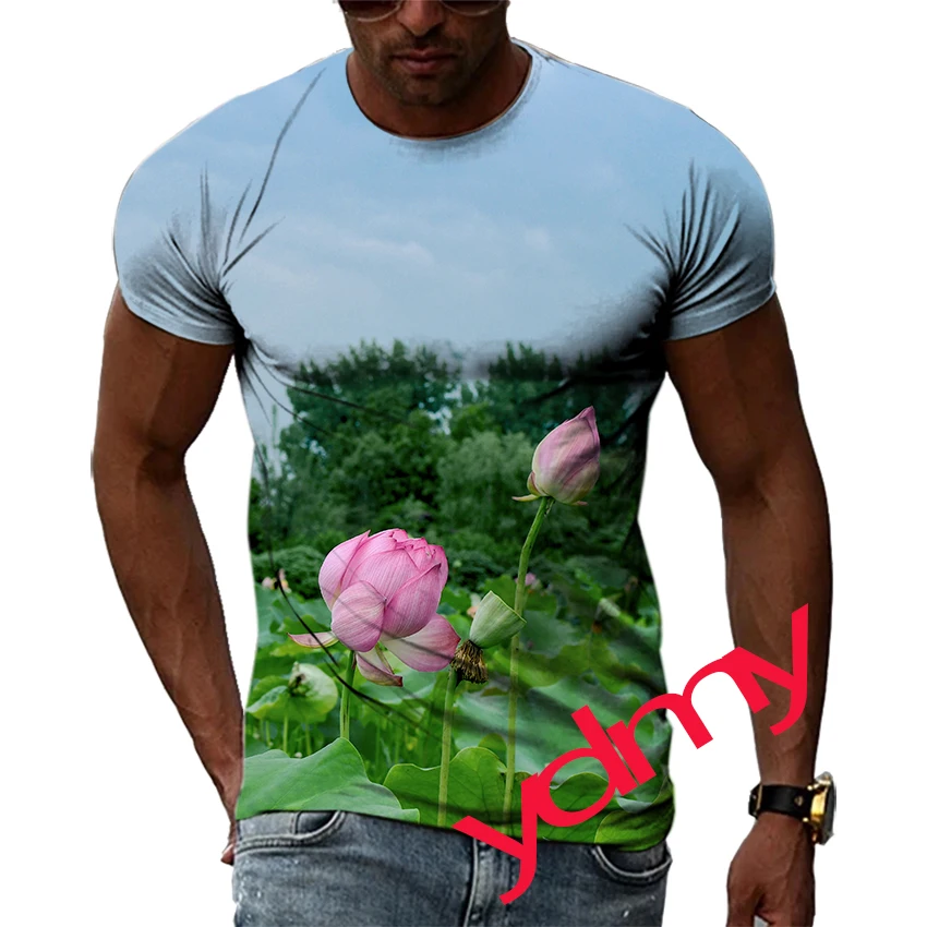 Tide Fashion Summer Water Lily Picture Men's T-shirt Casual Print Tees Hip Hop Personality Round Neck Short Sleev Quick Drying
Tide Fashion Summer Water Lily Picture Men's T-shirt Casual Print Tees Hip Hop Personality Round Neck Short Sleev Quick Drying