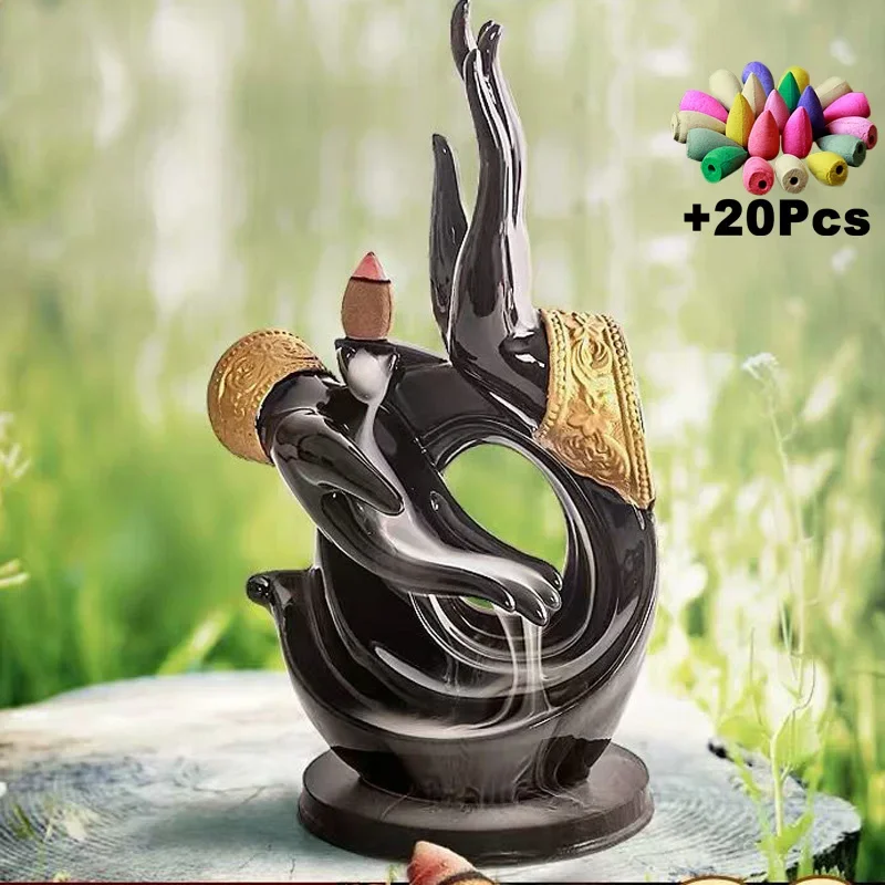 Gift 20Cones Feng Shui GuanYin Buddha Hand Zen Yoga Waterfall Backflow Incense Base Craft Decoration Tea Pet
Gift 20Cones Feng Shui GuanYin Buddha Hand Zen Yoga Waterfall Backflow Incense Base Craft Decoration Tea Pet