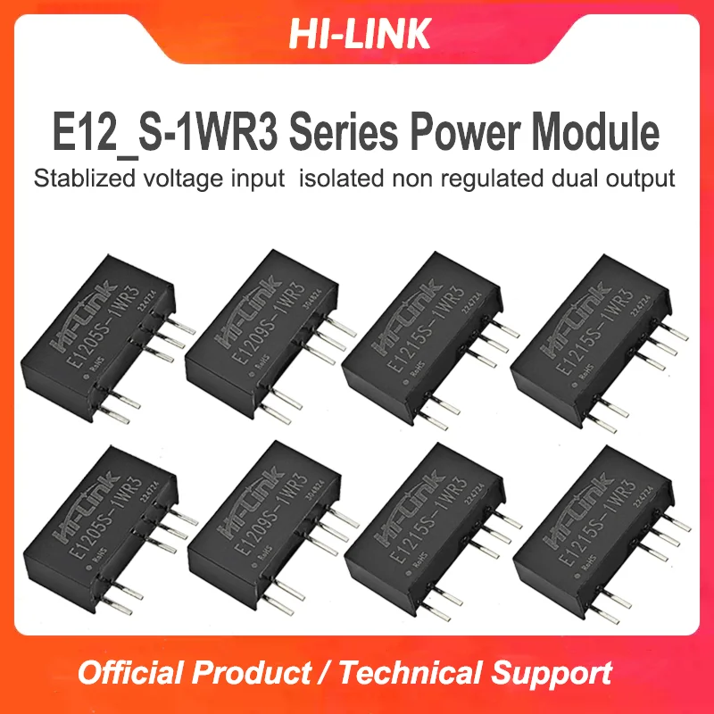 10pcs Hilink E1203S-1WR3 E1205S-1WR3 E1212S-1WR3 Economical 1W DC-DC Converter 12V Input ±3.3V/±5V/±9V/±12V/±15V/±24V Output
10pcs Hilink E1203S-1WR3 E1205S-1WR3 E1212S-1WR3 Economical 1W DC-DC Converter 12V Input ±3.3V/±5V/±9V/±12V/±15V/±24V Output