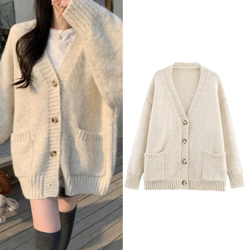 Women's Cardigan with Button Pocket Autumn V Neck Long Sleeve Knit Women's Plain Sweater Elastic Female Tops
Women's Cardigan with Button Pocket Autumn V Neck Long Sleeve Knit Women's Plain Sweater Elastic Female Tops