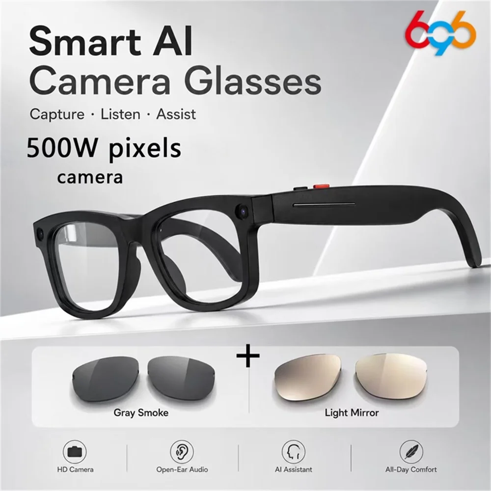 Smart AI Photo Glasses 500W Pixels Camera Take A Photo Video Recording Dialogue Translation Blue Tooth Call Smart Sunglasses
Smart AI Photo Glasses 500W Pixels Camera Take A Photo Video Recording Dialogue Translation Blue Tooth Call Smart Sunglasses