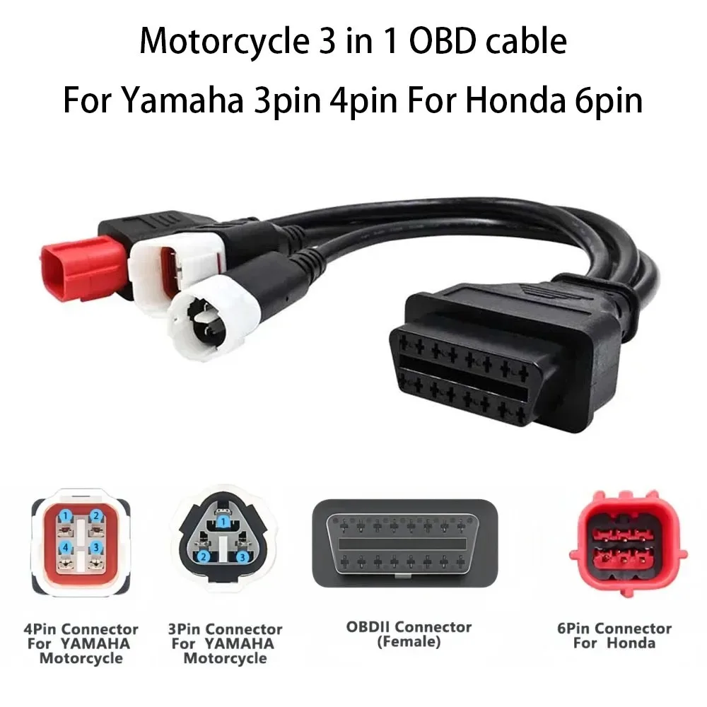 3 в 1 диагностический соединительный кабель для мотоцикла, адаптер OBD2, удлинительный кабель двигателя для Yamaha 3pin 4pin для Honda 6pin
3 в 1 диагностический соединительный кабель для мотоцикла, адаптер OBD2, удлинительный кабель двигателя для Yamaha 3pin 4pin для Honda 6pin