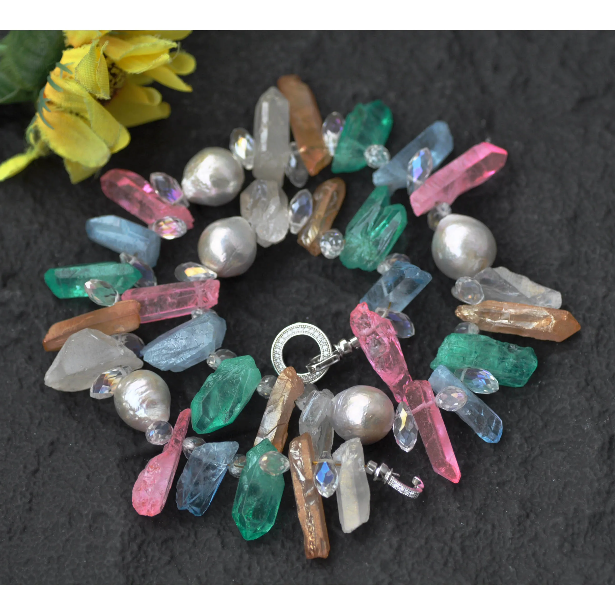 MTC·STAR Natural 19'' 35mm White Almost Round Edison Keshi Pearl Multicolor Clean Crystal Pillar Necklace (Z13866 )
MTC·STAR Natural 19'' 35mm White Almost Round Edison Keshi Pearl Multicolor Clean Crystal Pillar Necklace (Z13866 )