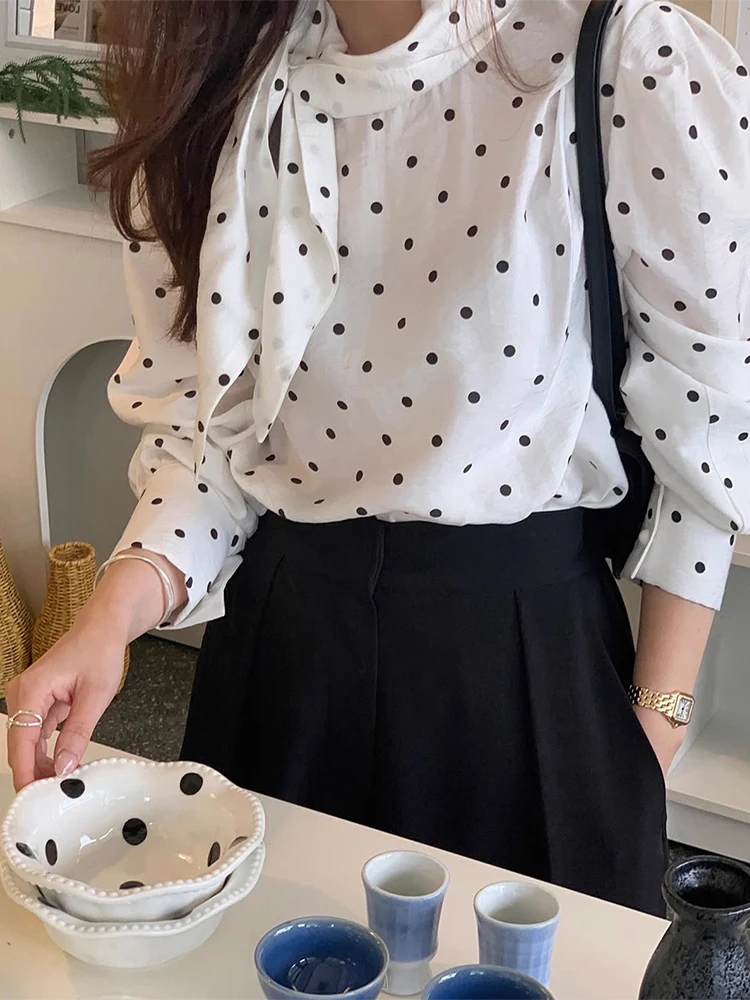 Ele Autumn New Sle Women's Loose Long Sve irt Chic Polka Dot Color Blo Design Commute Friendly Korean Sle Top
Ele Autumn New Sle Women's Loose Long Sve irt Chic Polka Dot Color Blo Design Commute Friendly Korean Sle Top
