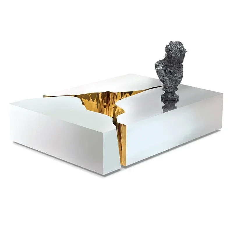 Italian light luxury stainless steel coffee table, modern high-end villa designer splicing metal paint square tea table
Italian light luxury stainless steel coffee table, modern high-end villa designer splicing metal paint square tea table