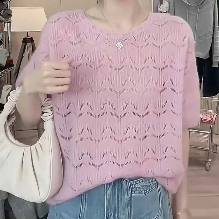 Casual Plus Size New Summer Pink Hollow Out Crochet Half Sleeve Knitted Sweater for Women
Casual Plus Size New Summer Pink Hollow Out Crochet Half Sleeve Knitted Sweater for Women