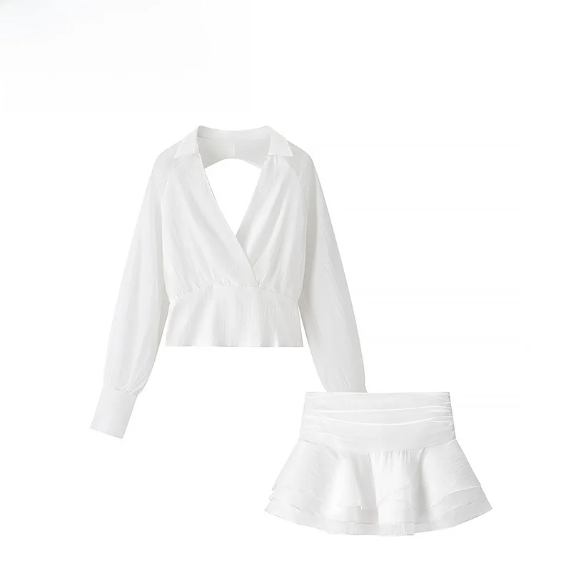 ZBZA Spring New Sle Sexy irt f Skirt Two-Piece Set Women's Faion Design Silk Blend Casual Wear mid Waist Design 
ZBZA Spring New Sle Sexy irt f Skirt Two-Piece Set Women's Faion Design Silk Blend Casual Wear mid Waist Design