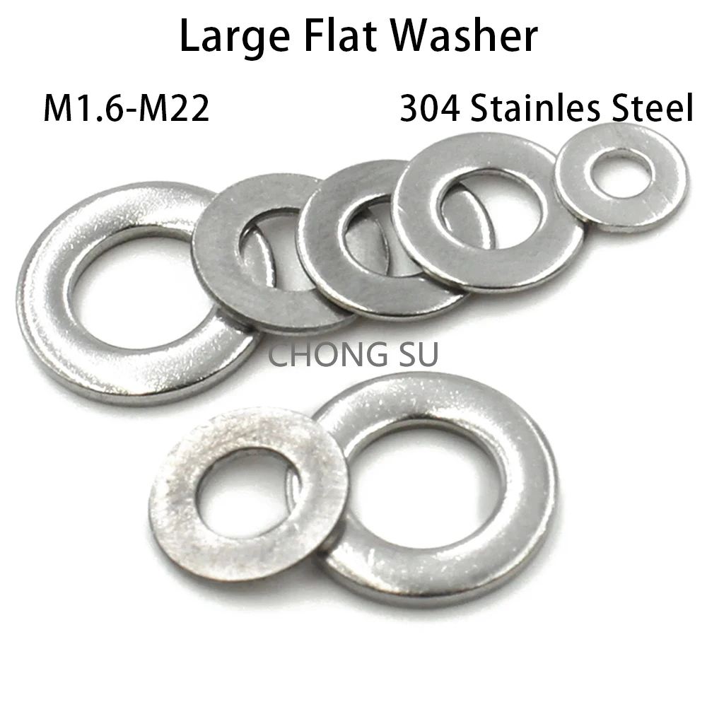 2-100pcs 304 Stainless Steel Large Flat Washer M1.6 M2 M2.5 M3 M4 M5 M6 M8 M10-M22 Din9021 Big Metal Gasket Meson Plain Washers
2-100pcs 304 Stainless Steel Large Flat Washer M1.6 M2 M2.5 M3 M4 M5 M6 M8 M10-M22 Din9021 Big Metal Gasket Meson Plain Washers