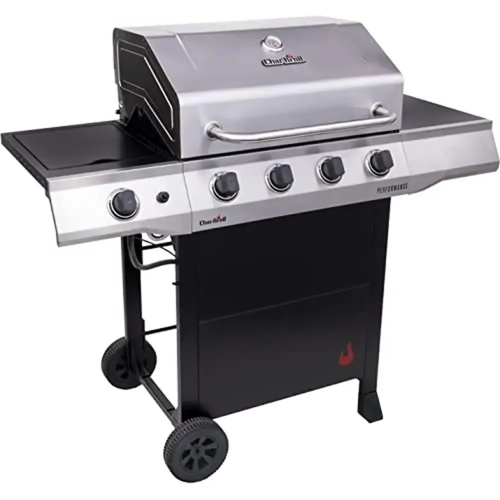 4-Burner Propane Gas Grill with Chef's Delite Tray Temperature Gauge 10,000 BTU Side Burner Gear Trax Enabled Side Shelves
4-Burner Propane Gas Grill with Chef's Delite Tray Temperature Gauge 10,000 BTU Side Burner Gear Trax Enabled Side Shelves