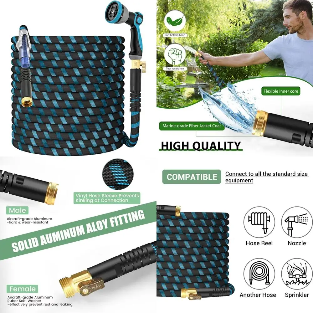 Гибкий нерасширяемый садовый шланг на 200 футов с насадкой-распылителем с 10 узорами, легкий, без ударов, герметичный, идеально подходит для прочности
Гибкий нерасширяемый садовый шланг на 200 футов с насадкой-распылителем с 10 узорами, легкий, без ударов, герметичный, идеально подходит для прочности