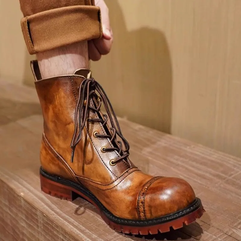 Американские мотоциклетные рыцарские ботинки в стиле ретро, мужские высокие кеды в британском стиле из натуральной кожи с круглым носком, повседневные мужские ботинки челси на шнуровке
Американские мотоциклетные рыцарские ботинки в стиле ретро, мужские высокие кеды в британском стиле из натуральной кожи с круглым носком, повседневные мужские ботинки челси на шнуровке