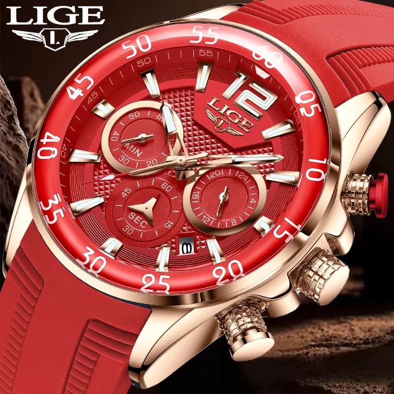 Новые роскошные красные силиконовые часы LIGE для мужчин, модные деловые военные мужские кварцевые наручные часы, водонепроницаемые светящиеся часы с хронографом
Новые роскошные красные силиконовые часы LIGE для мужчин, модные деловые военные мужские кварцевые наручные часы, водонепроницаемые светящиеся часы с хронографом