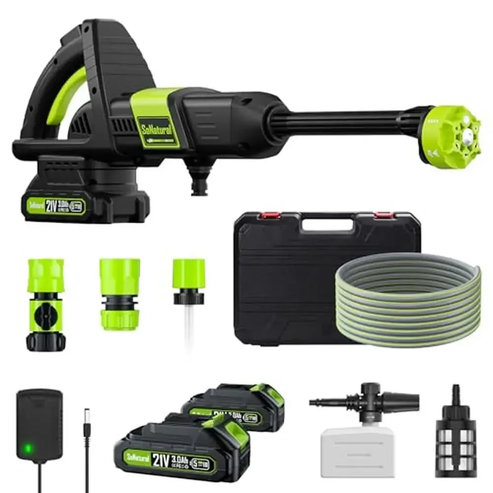 Portable Cordless Pressure Washer 1070PSI 6-in-1 Nozzle LCD Touch Screen 2x 4.0Ah Battery Fast Charger Foam Cannon 16.4ft Hose
Portable Cordless Pressure Washer 1070PSI 6-in-1 Nozzle LCD Touch Screen 2x 4.0Ah Battery Fast Charger Foam Cannon 16.4ft Hose