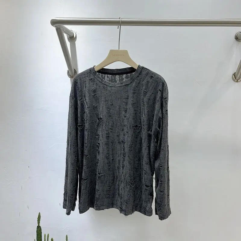 Foufurieux New Pullover Long Sleeved T-shirt for Men Ripped Bottom Shirt Spring Solid Color O-neck Loose Casual Tshirt Men Tops
Foufurieux New Pullover Long Sleeved T-shirt for Men Ripped Bottom Shirt Spring Solid Color O-neck Loose Casual Tshirt Men Tops