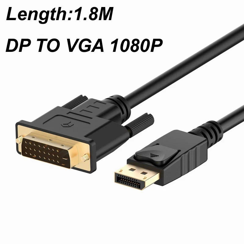 1080P 1.8M DisplayPort Display Port DP to VGA Adapter Cable Male to Male Converter For PC Computer Laptop HDTV Monitor Projector
1080P 1.8M DisplayPort Display Port DP to VGA Adapter Cable Male to Male Converter For PC Computer Laptop HDTV Monitor Projector