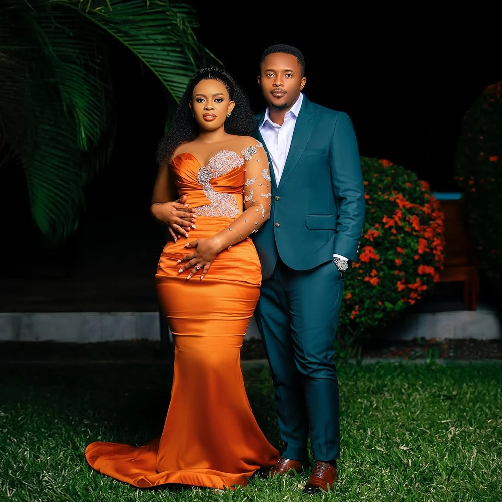 Long Mermaid Prom Dress for Black Girl Luxury Crystal Diamond African Satin Birthday Party Gown Full Sleeve Lace Up Customized
Long Mermaid Prom Dress for Black Girl Luxury Crystal Diamond African Satin Birthday Party Gown Full Sleeve Lace Up Customized