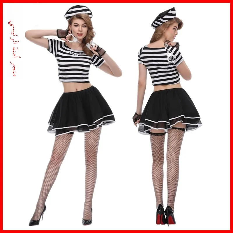 Adult Cosplay Halloween Prisoner Costume Black White Prison Uniform Police Detective Sheriff Ensemble Polyester Fiber Stage Wear
Adult Cosplay Halloween Prisoner Costume Black White Prison Uniform Police Detective Sheriff Ensemble Polyester Fiber Stage Wear