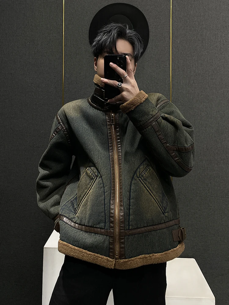 Men's Denim Lamb Fur Jaet Thiened Loose Fit Winter Motorcycle Jaet Faionable Youth Autumn Winter Outerwear
Men's Denim Lamb Fur Jaet Thiened Loose Fit Winter Motorcycle Jaet Faionable Youth Autumn Winter Outerwear
