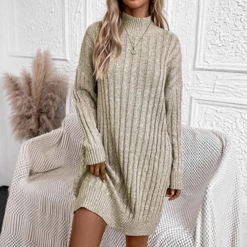 Autumn Winter Women Knitted Dresses Ladies Long Sleeve Trutleneck Dress Elegant Streetwear Solid Color Female Casual Loose Dress
Autumn Winter Women Knitted Dresses Ladies Long Sleeve Trutleneck Dress Elegant Streetwear Solid Color Female Casual Loose Dress