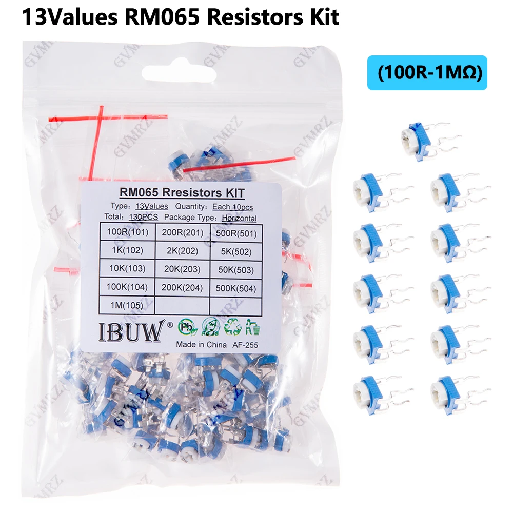130PCS 13Values RM065 Resistors Kit (100R-1MΩ) Horizontal for DIY Electronic Circuit Project 100R 200R 500R 1K 2K 5K 10K 20K 50K
130PCS 13Values RM065 Resistors Kit (100R-1MΩ) Horizontal for DIY Electronic Circuit Project 100R 200R 500R 1K 2K 5K 10K 20K 50K