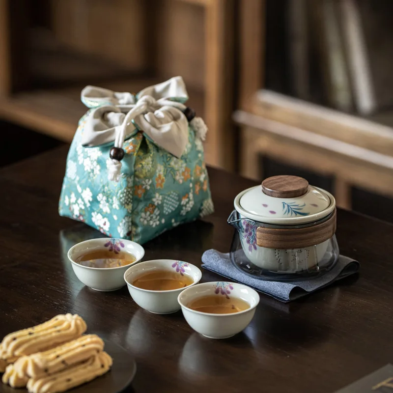 Hand-Painted Quick Cup Anti-Scald Glass Travel Tea Set Camping Teapot Portable Storage Cloth Bag Kung Fu Tea Set Chinese Tea Set
Hand-Painted Quick Cup Anti-Scald Glass Travel Tea Set Camping Teapot Portable Storage Cloth Bag Kung Fu Tea Set Chinese Tea Set