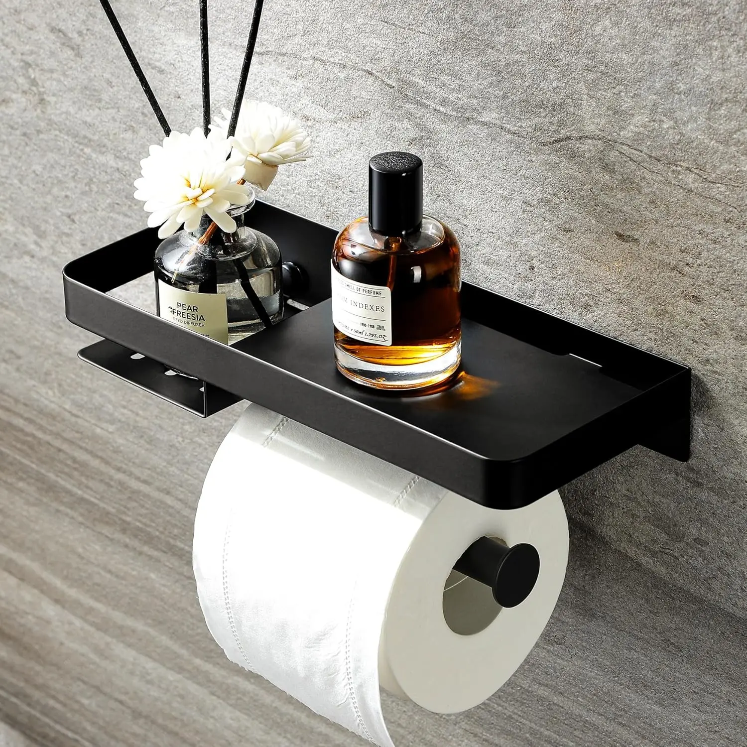 Matte Black Toilet Paper Holder with Shelf, Space-Saving Bathroom Accessory
Matte Black Toilet Paper Holder with Shelf, Space-Saving Bathroom Accessory
