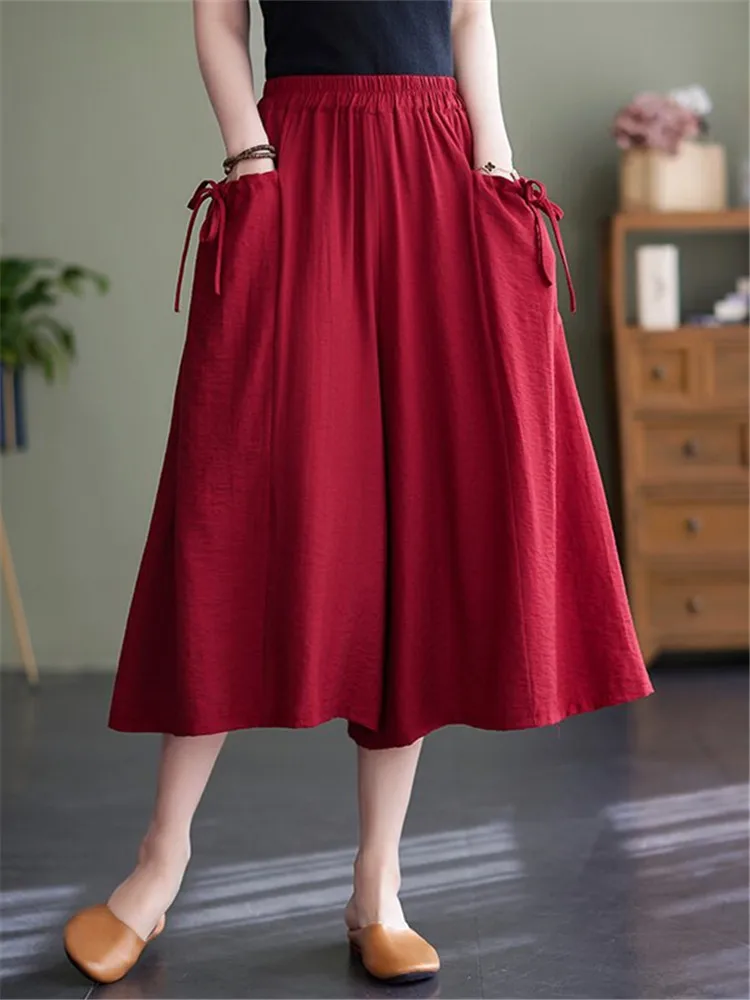 plus Size Cotton Linen Wide Leg Pants High Waist Seven Length Women's Loose Fit Casual Skirt Pants Korean Style Commute Wind
plus Size Cotton Linen Wide Leg Pants High Waist Seven Length Women's Loose Fit Casual Skirt Pants Korean Style Commute Wind