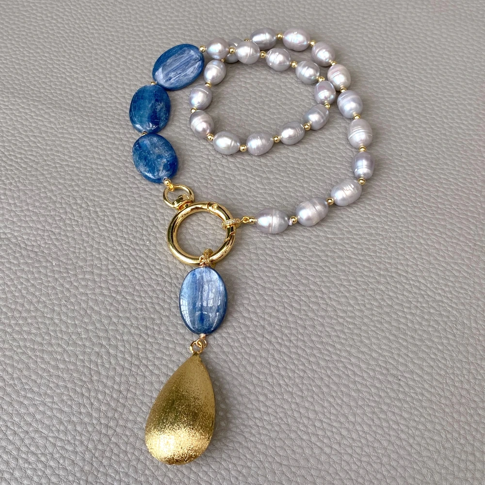 Y·YING Cultured Gray Rice Pearl Blue Oval Kyanite Brushed Teardrop Pendant Necklace Gemstone Jewelry Dropship
Y·YING Cultured Gray Rice Pearl Blue Oval Kyanite Brushed Teardrop Pendant Necklace Gemstone Jewelry Dropship
