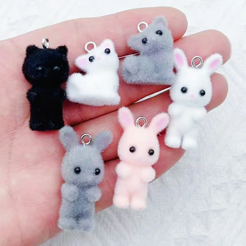 6pcs resin flocking dimensional cartoon cute rabbit pendant DIY keychain bag decoration pendant matching
6pcs resin flocking dimensional cartoon cute rabbit pendant DIY keychain bag decoration pendant matching