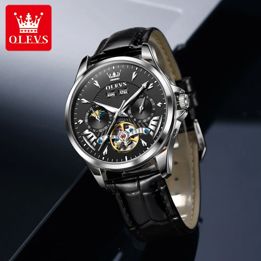 Механические часы OLEVS 7103 для мужчин, кожаный ремешок, скелетонизированный циферблат, фазы Луны, оригинальные роскошные автоматические мужские часы
Механические часы OLEVS 7103 для мужчин, кожаный ремешок, скелетонизированный циферблат, фазы Луны, оригинальные роскошные автоматические мужские часы