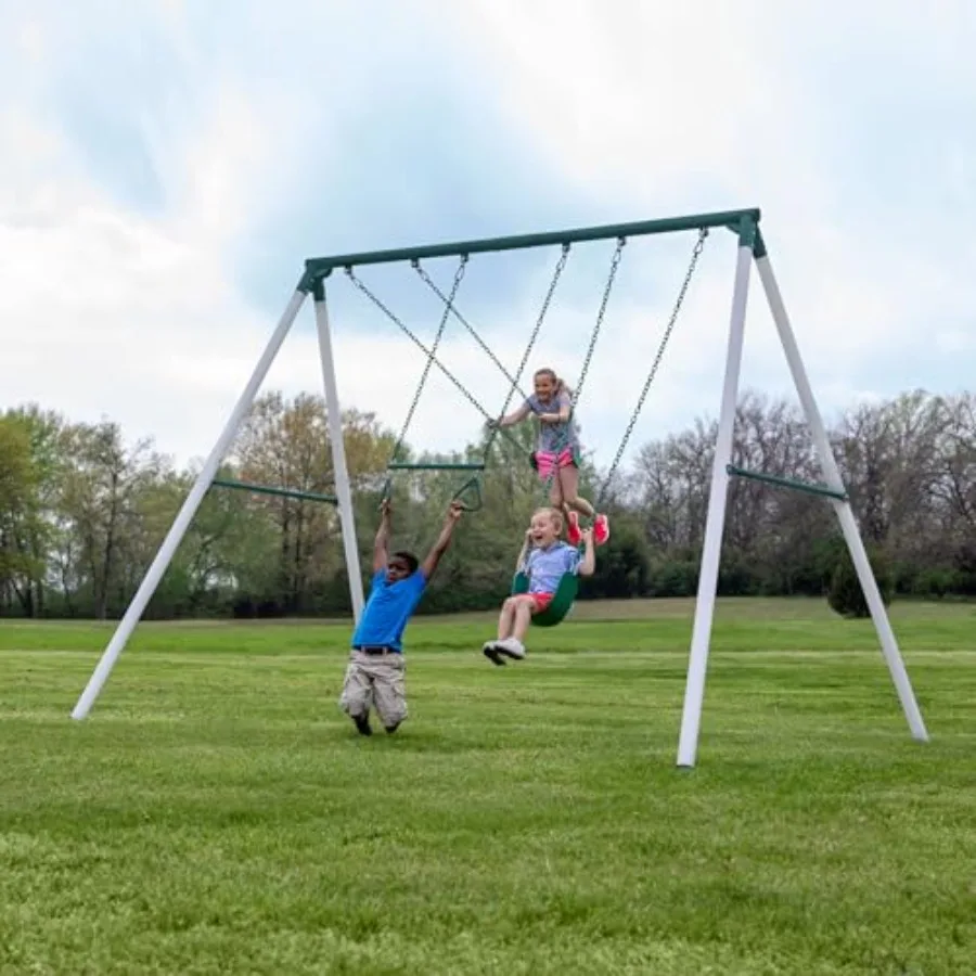 Outdoor swing set kit: galvanized steel classic A-frame black powder-coated weather-resistant heavy-duty easy assembly includes
Outdoor swing set kit: galvanized steel classic A-frame black powder-coated weather-resistant heavy-duty easy assembly includes
