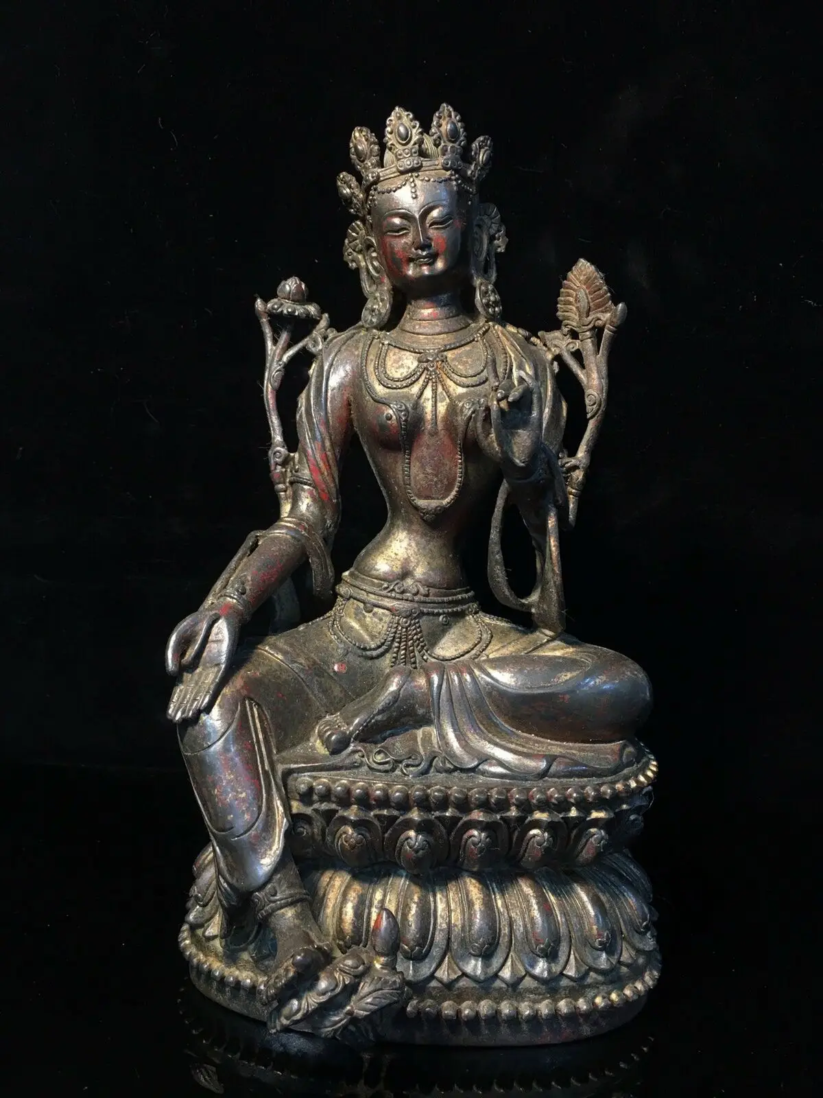11" Antique Old Tibetan Buddhism bronze gilt Green Tara statue Asian Collections
11" Antique Old Tibetan Buddhism bronze gilt Green Tara statue Asian Collections