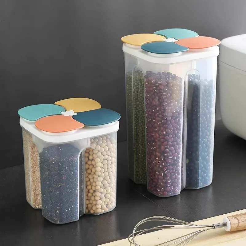 Multi Compartment Food Storage Containers Airtight Plastic Dry Food Canister for Kitchen Organization
Multi Compartment Food Storage Containers Airtight Plastic Dry Food Canister for Kitchen Organization