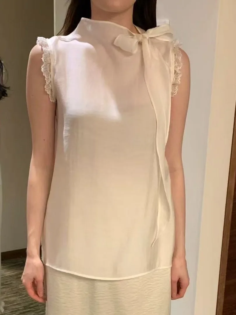 Ele Lace Trim Knot Belted irt Vest Women's Summer New Sle Loose Svel Top Pure Color Commute Sle
Ele Lace Trim Knot Belted irt Vest Women's Summer New Sle Loose Svel Top Pure Color Commute Sle