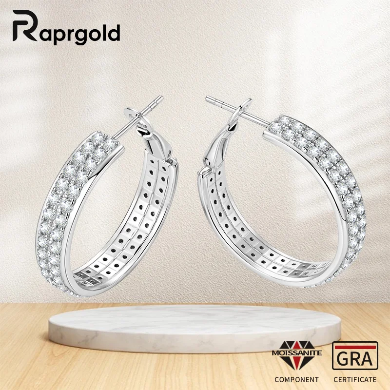 RAPRGOLD GRA Certified Full Round Moissanite Classic Hoop Earrings for Women S925 Sterling Silver Fine Jewelry Gifts Pendientes
RAPRGOLD GRA Certified Full Round Moissanite Classic Hoop Earrings for Women S925 Sterling Silver Fine Jewelry Gifts Pendientes