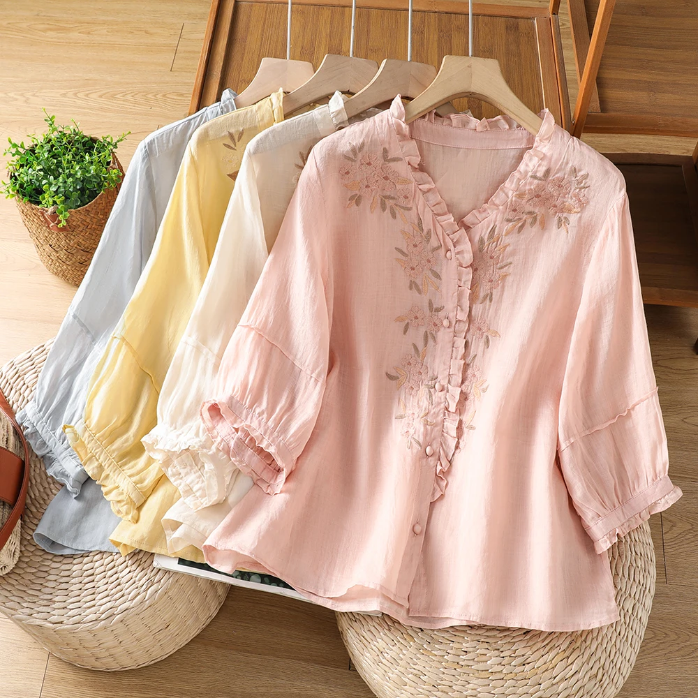 Fashionable Embroidered Long Sleeve Shirt for plus Size Women Spring Summer New Style Elegant Outerwear Artistic V Neck Butto...
Fashionable Embroidered Long Sleeve Shirt for plus Size Women Spring Summer New Style Elegant Outerwear Artistic V Neck Butto...