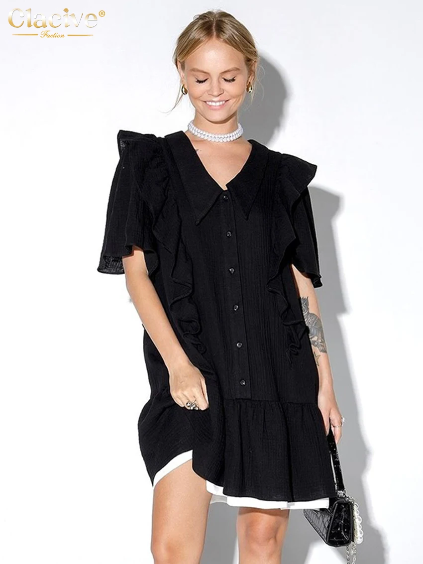 Clacive Summer Loose Blue Women Dresses 2025 Fashion Lapel Short Sleeve Mini Dress Elegant Classic Ruffle Patchwork Female Dress
Clacive Summer Loose Blue Women Dresses 2025 Fashion Lapel Short Sleeve Mini Dress Elegant Classic Ruffle Patchwork Female Dress