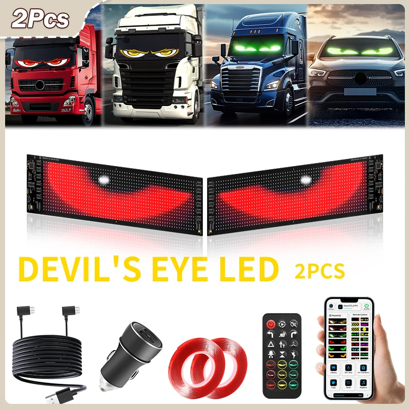 2PCS LED Car Signs Devil's Eyes LED Flexible Screen FPCB Soft Screen 20 x 64px LED Scrolling Sign APP Remote Control LED Programming Screen DIY Text Animation LED Window Sign for Cars and Trucks
2PCS LED Car Signs Devil's Eyes LED Flexible Screen FPCB Soft Screen 20 x 64px LED Scrolling Sign APP Remote Control LED Programming Screen DIY Text Animation LED Window Sign for Cars and Trucks