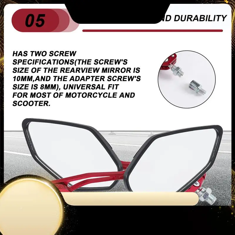 2PCS Screw Diameter 10Mm / 8Mm Side Mirrors For Motorcycle Scooter 360 Degree Rotation Motorcycle Rearview Mirrors-A74F
2PCS Screw Diameter 10Mm / 8Mm Side Mirrors For Motorcycle Scooter 360 Degree Rotation Motorcycle Rearview Mirrors-A74F
