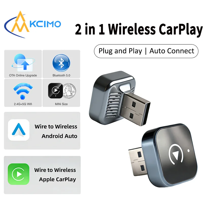 Kcimo AI Smart Box 2in1 Wireless CarPlay Dongle Android Auto Adapter Car Intelligent System Support Wired CarPlay Upgrade
Kcimo AI Smart Box 2in1 Wireless CarPlay Dongle Android Auto Adapter Car Intelligent System Support Wired CarPlay Upgrade