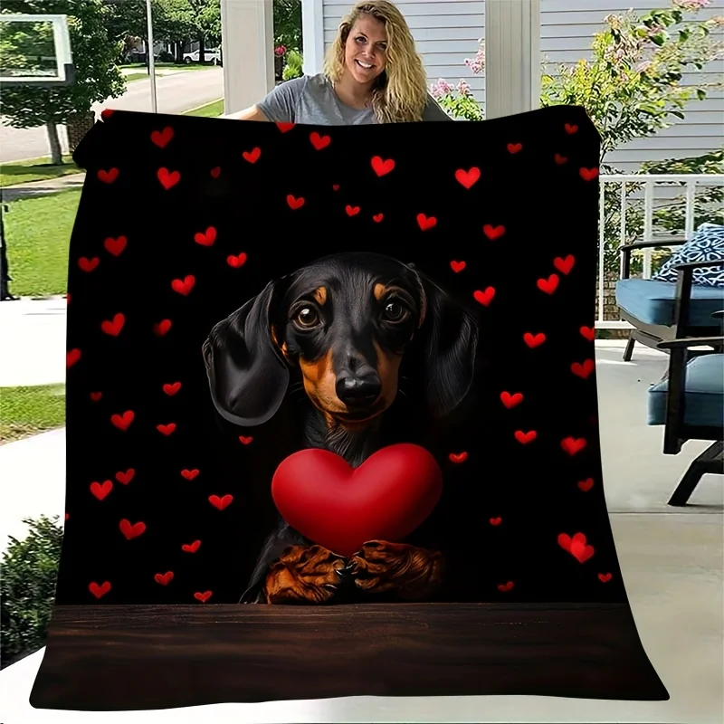 Vintage Dachshund Flannel Blanket - Heart Print Throw, Soft All-Season Gift for Dog Lovers, Playful Home/Office Decor
Vintage Dachshund Flannel Blanket - Heart Print Throw, Soft All-Season Gift for Dog Lovers, Playful Home/Office Decor