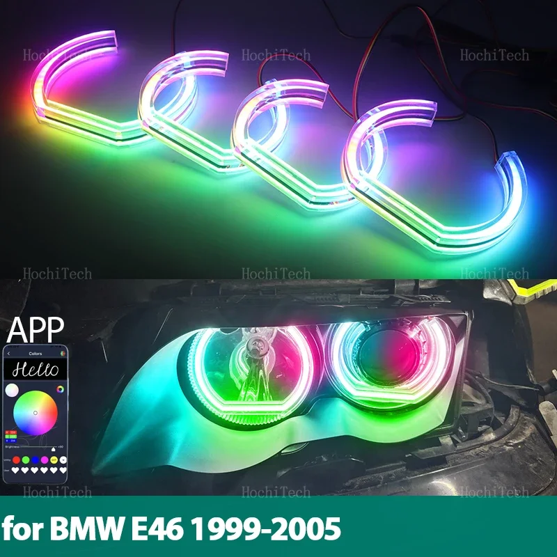 For BMW E46 with HID Headlights 1999-2005 LED Angel Eyes Kit Ring flashing RGB APP control Headlight Lamps with turn signal
For BMW E46 with HID Headlights 1999-2005 LED Angel Eyes Kit Ring flashing RGB APP control Headlight Lamps with turn signal