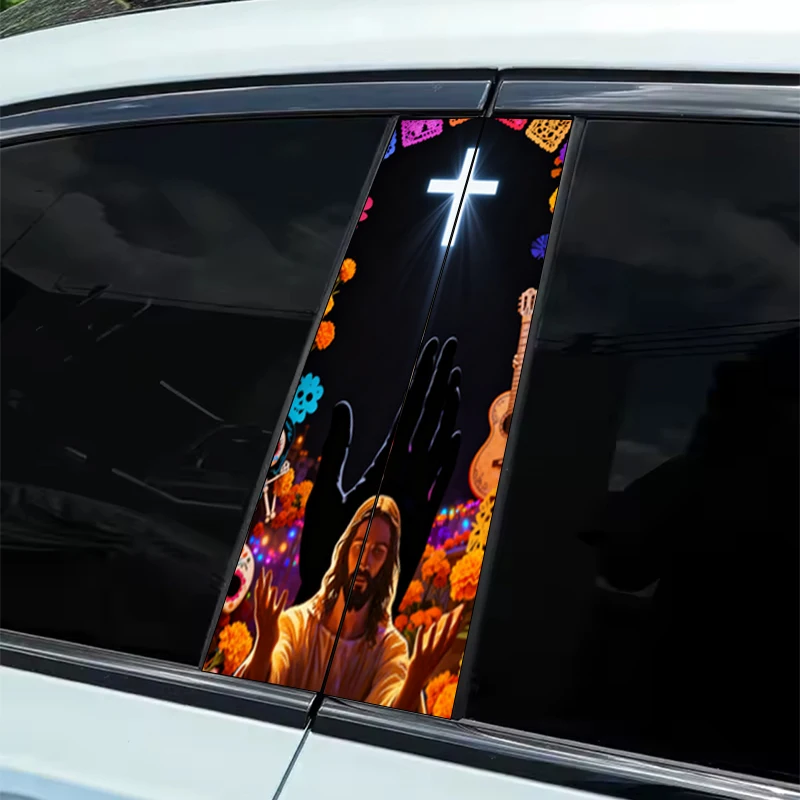 2Pcs Day of the Dead Style Religious Vinyl Car Patch - Easy to peel and paste B-pillar stickers with joyous anime style design
2Pcs Day of the Dead Style Religious Vinyl Car Patch - Easy to peel and paste B-pillar stickers with joyous anime style design
