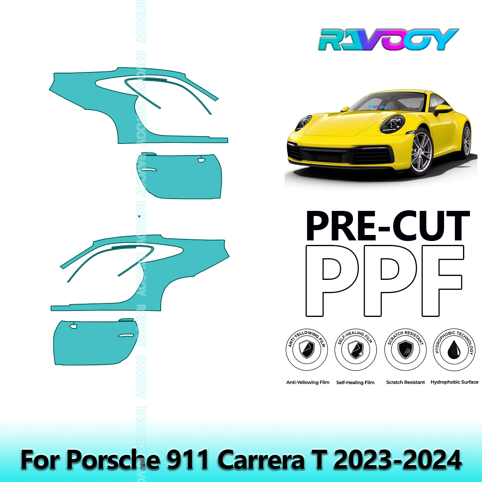 For Porsche 911 Carrera T 2023-2024 8.5mil Clear Matte Pre-Cut PPF Door & A/B Pillar Kit TPU Paint Protection Film Set
For Porsche 911 Carrera T 2023-2024 8.5mil Clear Matte Pre-Cut PPF Door & A/B Pillar Kit TPU Paint Protection Film Set