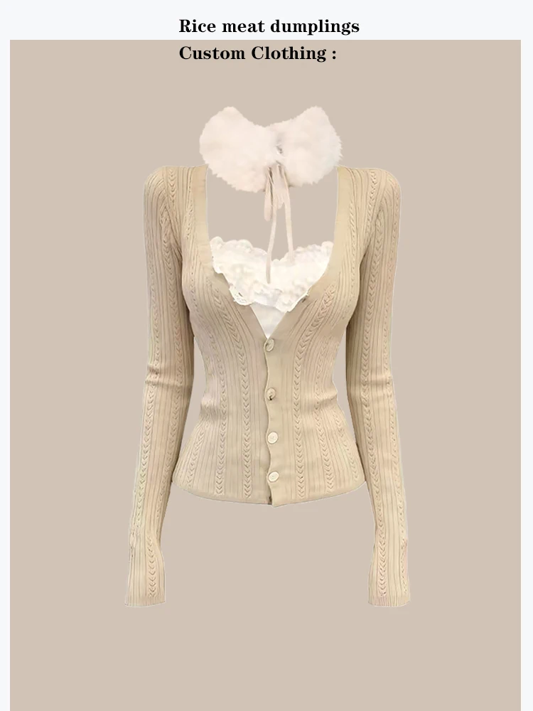 Tiana Miss Gentle V-neck Knitted Open Cardigan U-neck Lace Strap Warm Pure Desire Top Women's Fashion Set Winter Long Sleeve ...
Tiana Miss Gentle V-neck Knitted Open Cardigan U-neck Lace Strap Warm Pure Desire Top Women's Fashion Set Winter Long Sleeve ...