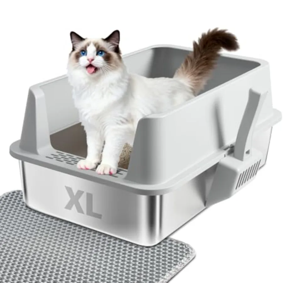 Stainless Steel Cat Litter Box XL Cat Litter Box with Lid for Big Cat Extra Large Metal Litterbox with High Side Non-Stick Odor
Stainless Steel Cat Litter Box XL Cat Litter Box with Lid for Big Cat Extra Large Metal Litterbox with High Side Non-Stick Odor
